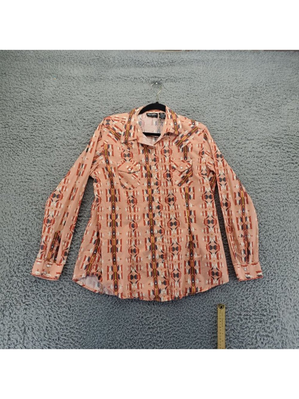 Wrangler Shirt Womens XL Pink Retro Western Long Sleeve Button-Up